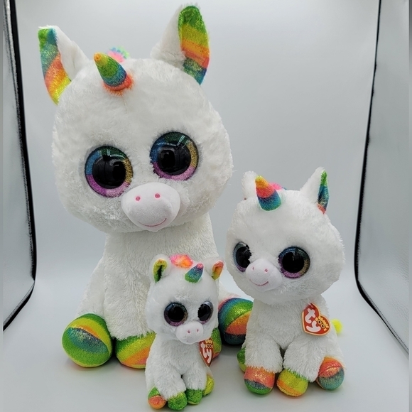 TY Beanie Boos Pixy Rainbow Unicorn Set of 3 #792 - Picture 2 of 12
